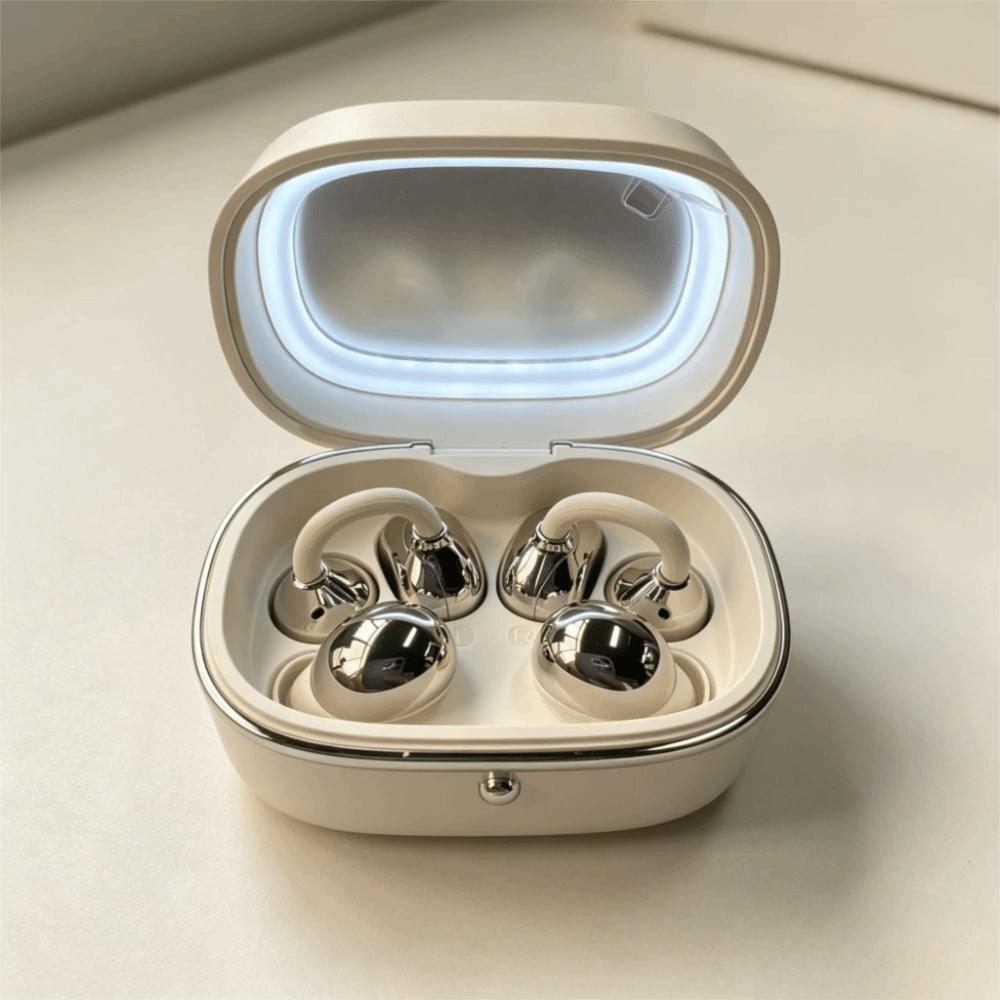 With Mirror Clip on Earbuds Waterproof Ear Clip Headphones Open Ear Earbuds Wireless Use