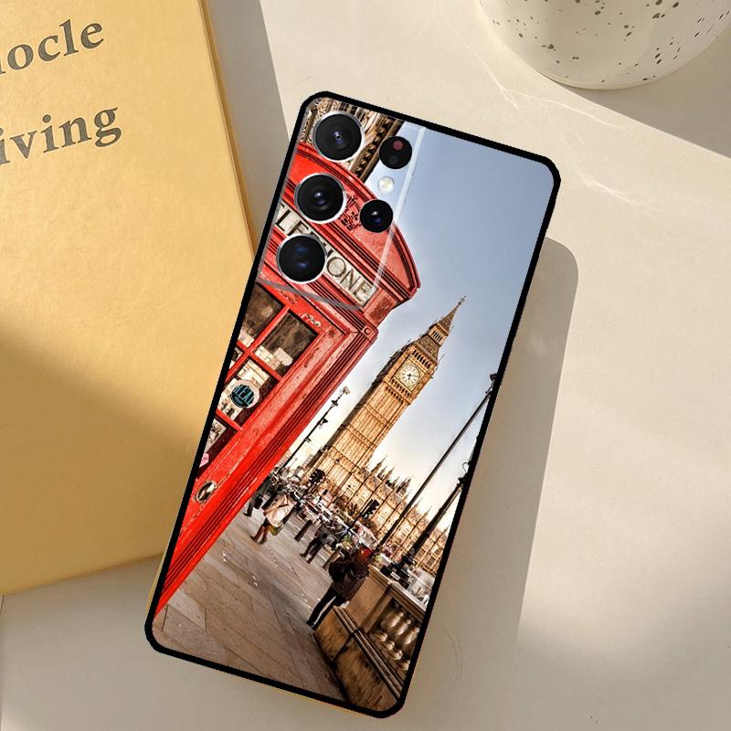 Лондонский Автобус Англия Биг Бен Чехол для Телефона Для Samsung Galaxy S25 Ultra S20 S21 S22 S23 S24 S9 S10 Plus S25 FE Защитный Корпус