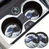 2pcs Big Wave Water Absorption Cup Cushioning Car Interior Design Accessories, Water Cup Coaster for Car Vehicle and Home Desktop
