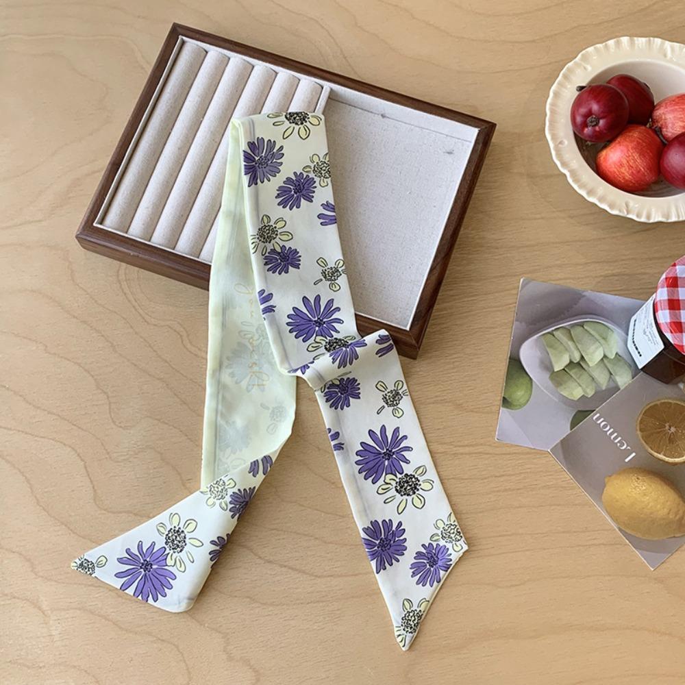 Retro Floral Scarf Ribbon Long Scarves Luxury Scarf Headband Dress Decor