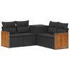 Sofa Set 5 Pieces Black Poly Rattan and Steel
