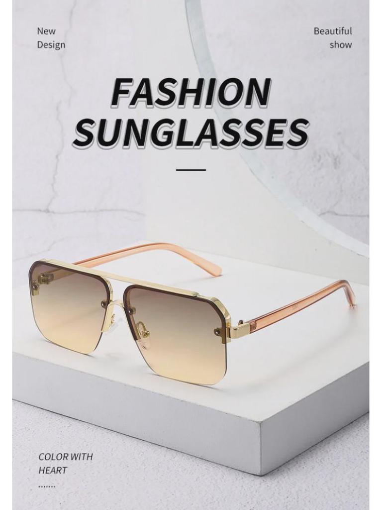 2024 Модные европейские и американские квадратные солнцезащитные очки в полуоправе для мужчин и женщин