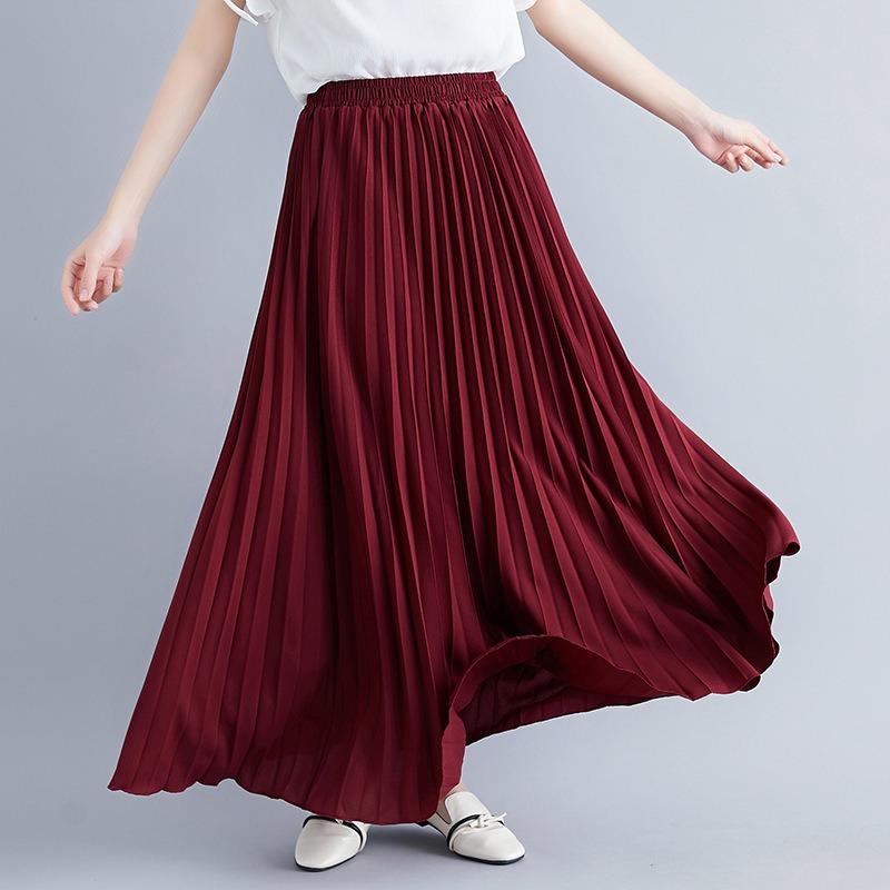 10 цветов, осенне-зимняя повседневная плиссированная юбка большого размера для женщин, юбка средней длины с высокой талией и юбкой на эластичной талии