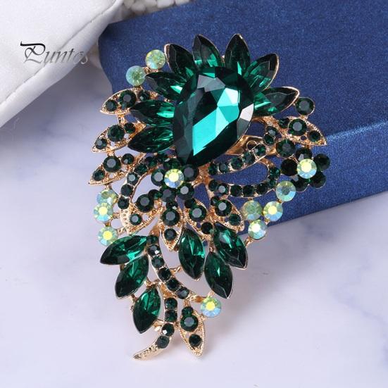 Elegant Colorful Rhinestone Glass Brooch Vibrant Color Irregular Shape Pin Shawl Scarf Suit Collar Badge Outfit Accessories