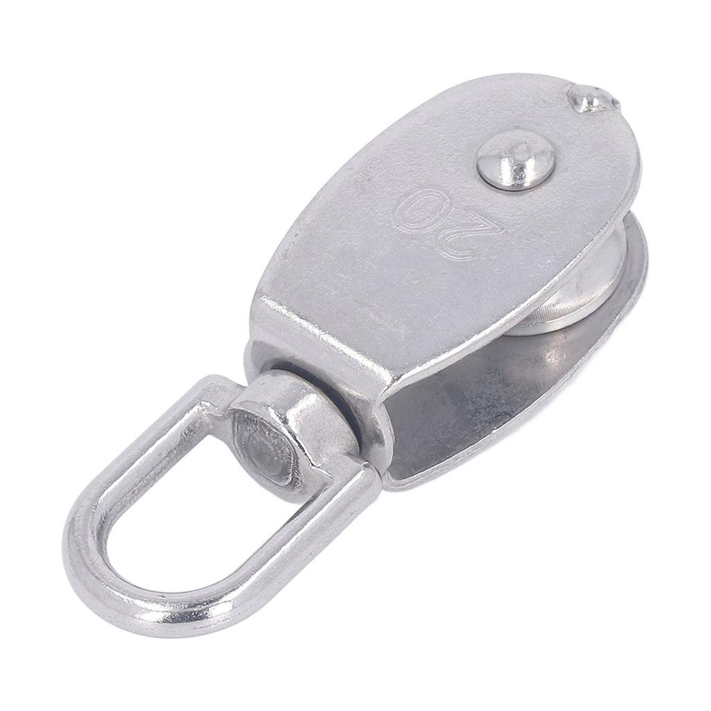 6Pcs Pulley Block Stainless Steel M20 75kg Bearing Swivel Pulley Wheel with M7 Spring Hook