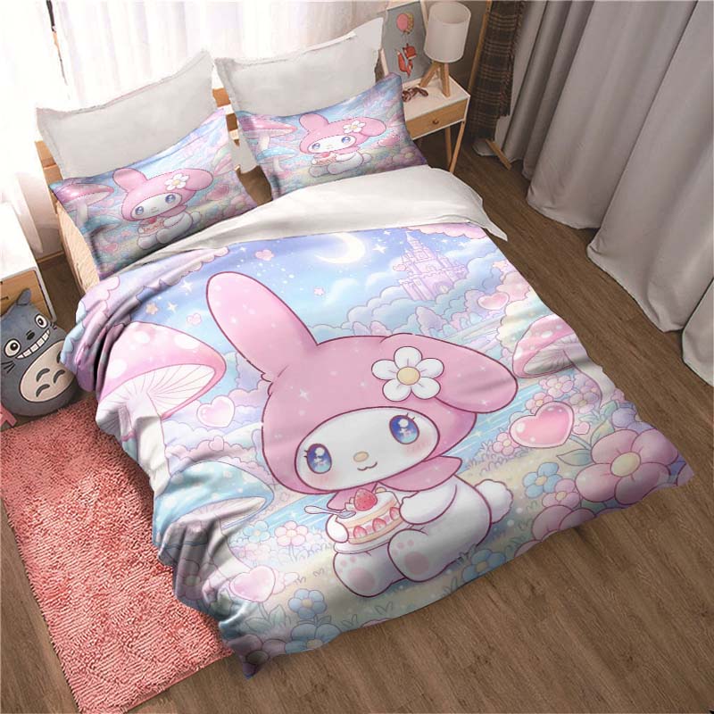 Soft and Comfortable Duvet Cover, (My Melody) Children's Bedding Set Gift, Available in King, Large, Single and Double Sizes.