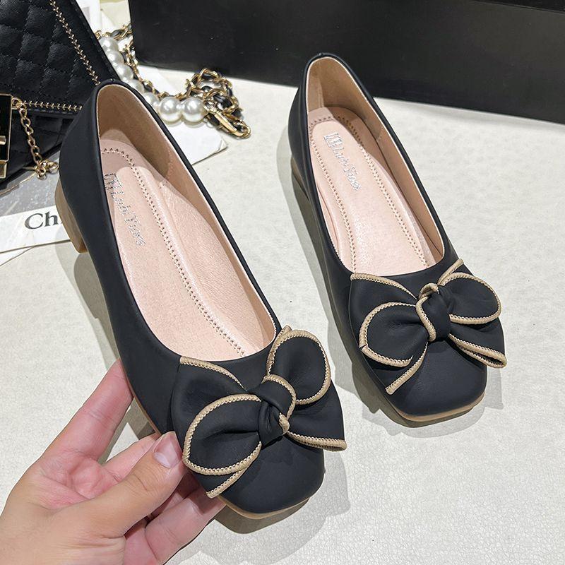 Super Beautiful Bow Shallow Mouth Doudou Women's Shoes New Summer One-pedal Soft-soled Single Shoes Flat-soled New Single Shoes