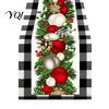 Dining Table Runner Christmas Runner, Xmas Tree Ball Reindeer Print Seasonal Tablecloth, Winter Holiday Party Decoration Decorative
