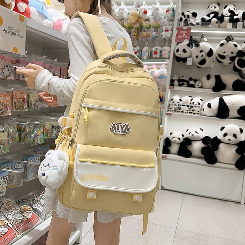 Girls Letter School Backpack Large Capacity Casual Travel Bag For Daily Use