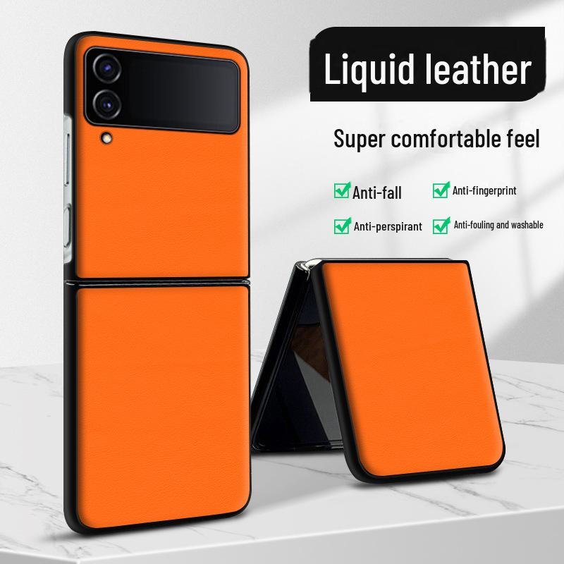 Защитный чехол из жидкой кожи Samsung ZFlip4 от падения с высоты: Цельный чехол