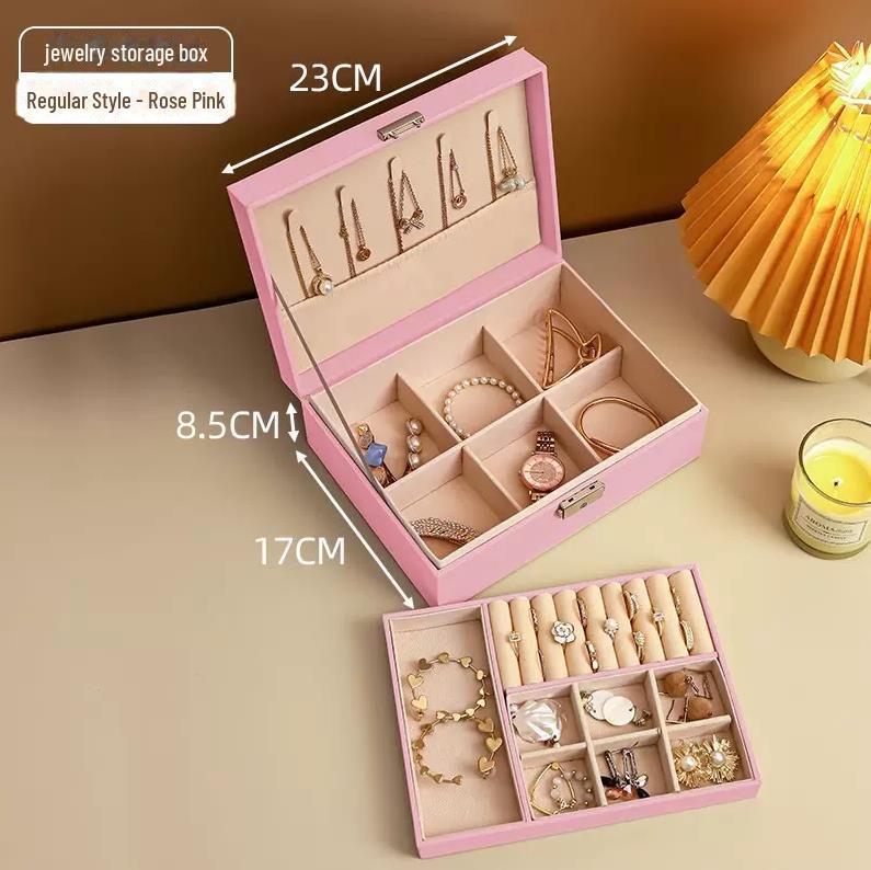 Изысканная трехслойная шкатулка для хранения украшений с большой вместимостью и многослойным ящиком для ожерелий, сережек и украшений для рук