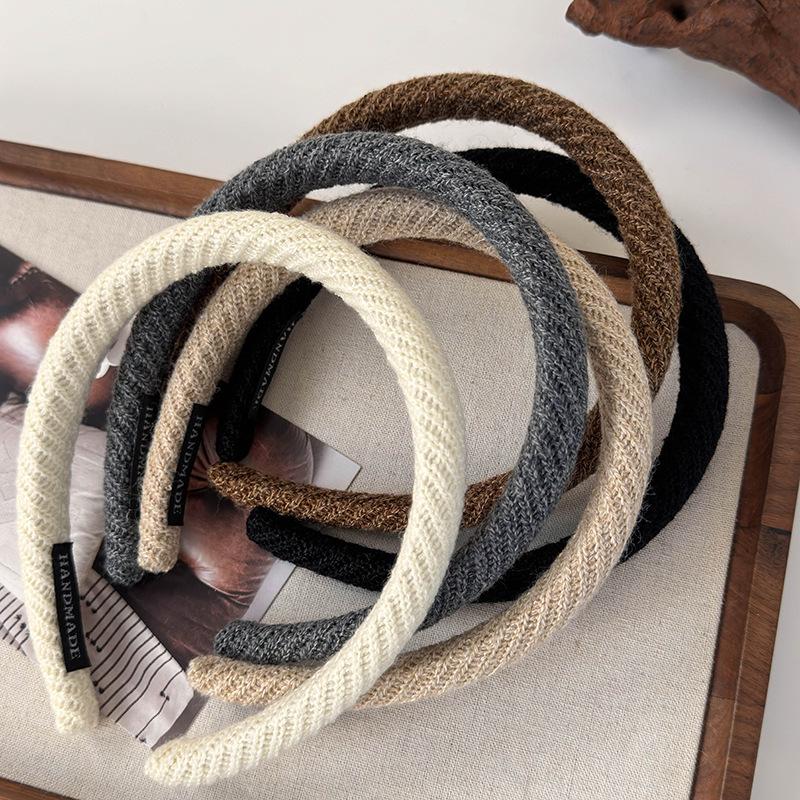 Осень/зима Новая шерстяная вязаная твиловая повязка на голову для женщины девушки ретро элегантный обруч для волос резинка для волос женская модная заколка для волос