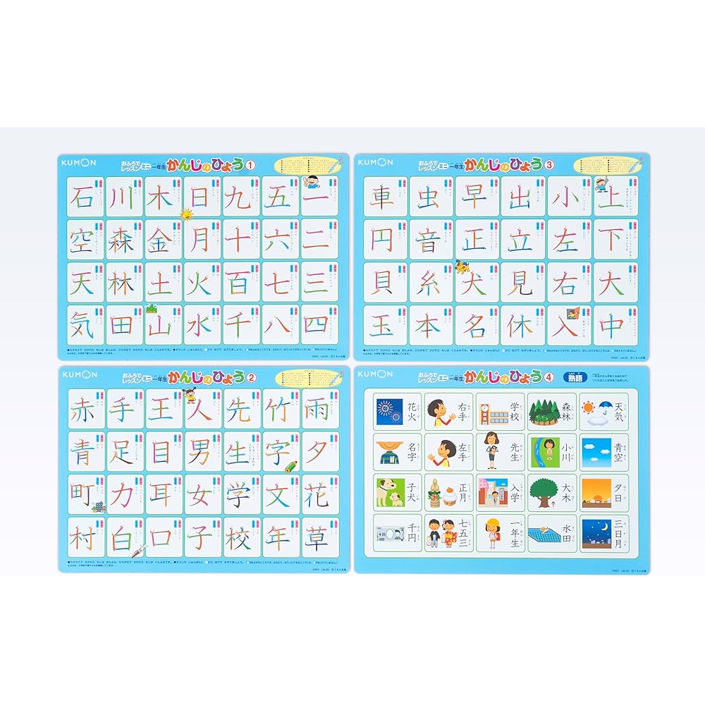 Kumon Educational Toy Mini Bath Learning Set A4 4 Sheets Kanji for First Graders Ages 2 and Up