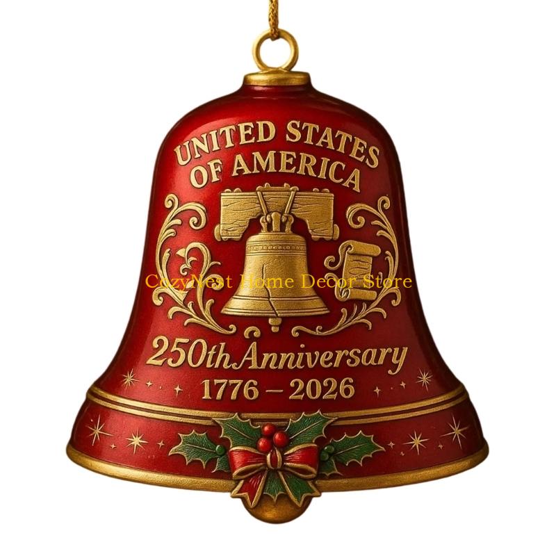 92MF 1776-2026 United 250th Anniversary Bells Ornament Christmas Bells Gift
