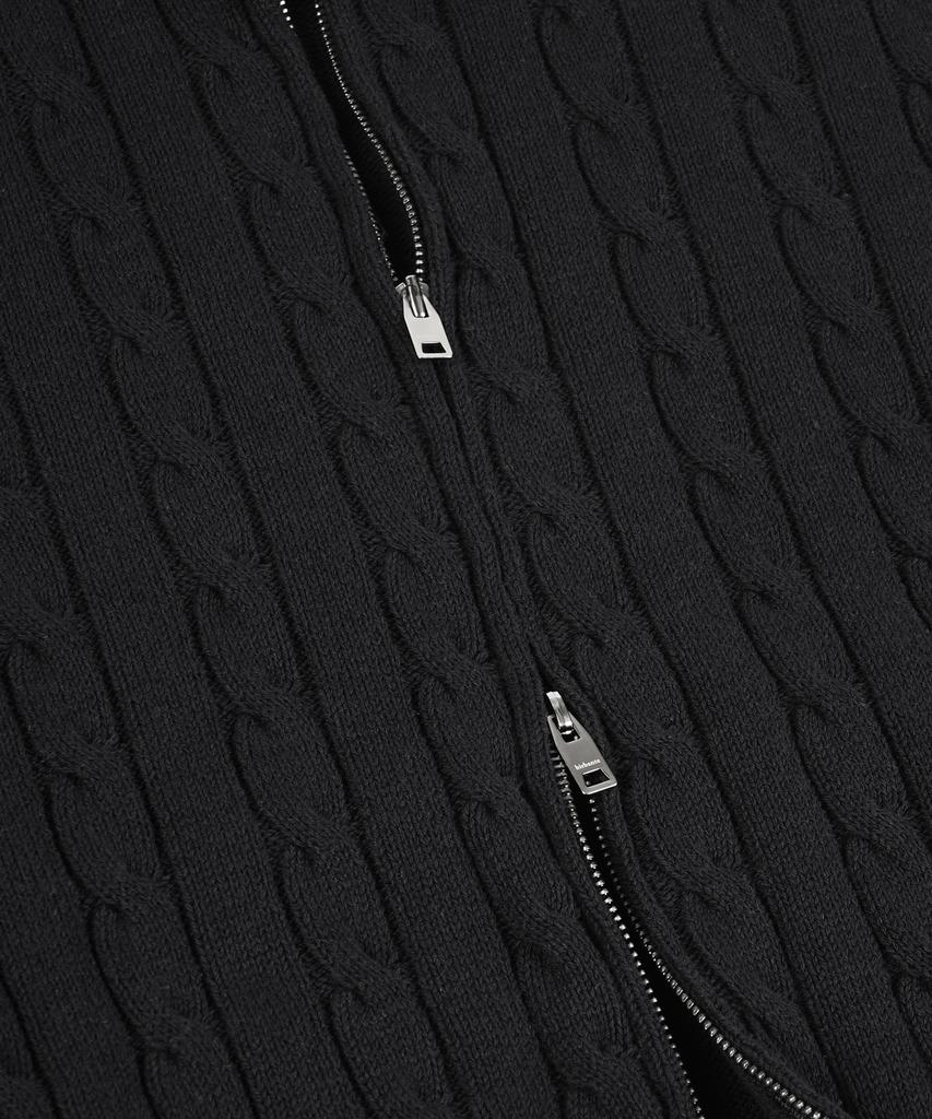 BIRBANTE Washable Cotton Cable Two-Way Knit Zip-Up - Black