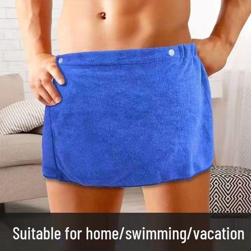 Men's Absorbent Bath Towel Skirt: Versatile Home and Beach Wear, Doubles as Towel or Swimwear, Prevents Exposure