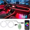 6 In 1 Car Led Strip Lights With App Control, RGB Colors Interior Car Lights, Ambient Led Lighting Kit, 4 Light Flashing Modes, USB Neon Accessories