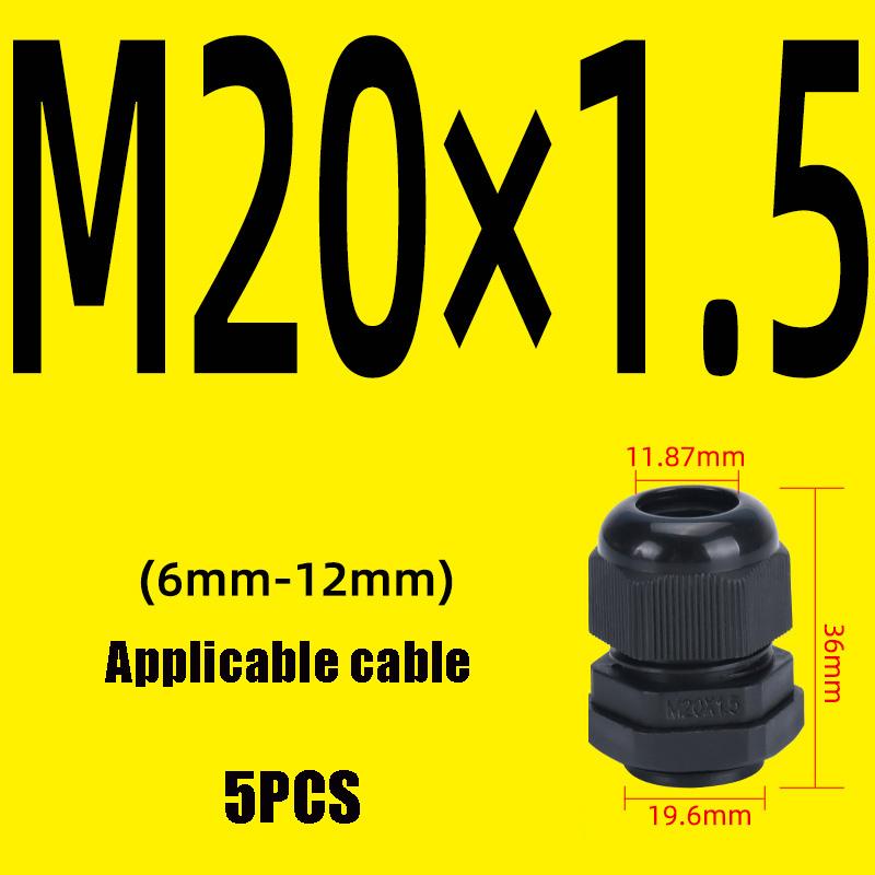 5PCS Waterproof Cable Glands Black White PA66 Nylon Sealing Glands M8 M10 M12 M16 M20 M25 M32M36 IP68 Cable Fixing Link