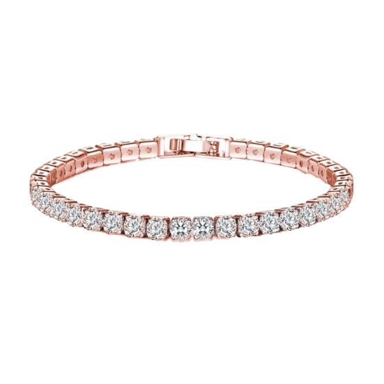Women Bracelet Hip Hop Cubic Zirconia Polished Copper Simple Style Wrist Bangle