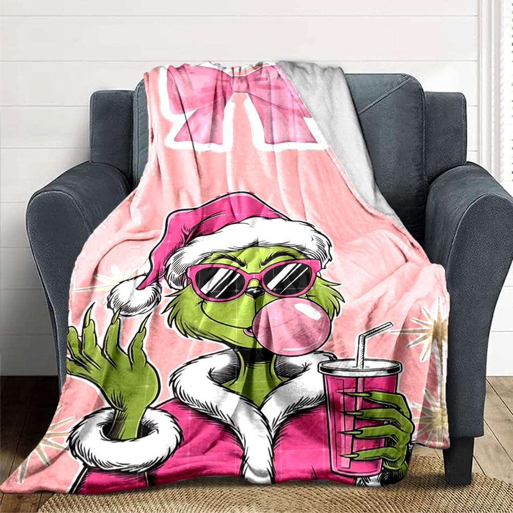 Grinch Christmas Celebration Blanket Soft Throw Blanket For Home Bedroom Bed Sofa Travel Office Solid Christmas Blanket