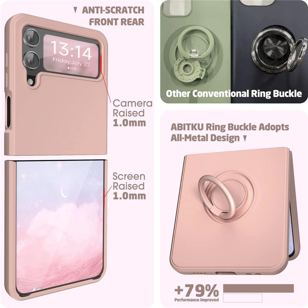 Горячие продажи Жидкий силиконовый чехол-книжка с ощущением кожи для Samsung Galaxy Z Flip 7 FE 6 5 4 3 Противоударный чехол с кольцом-держателем и магнитным креплением
