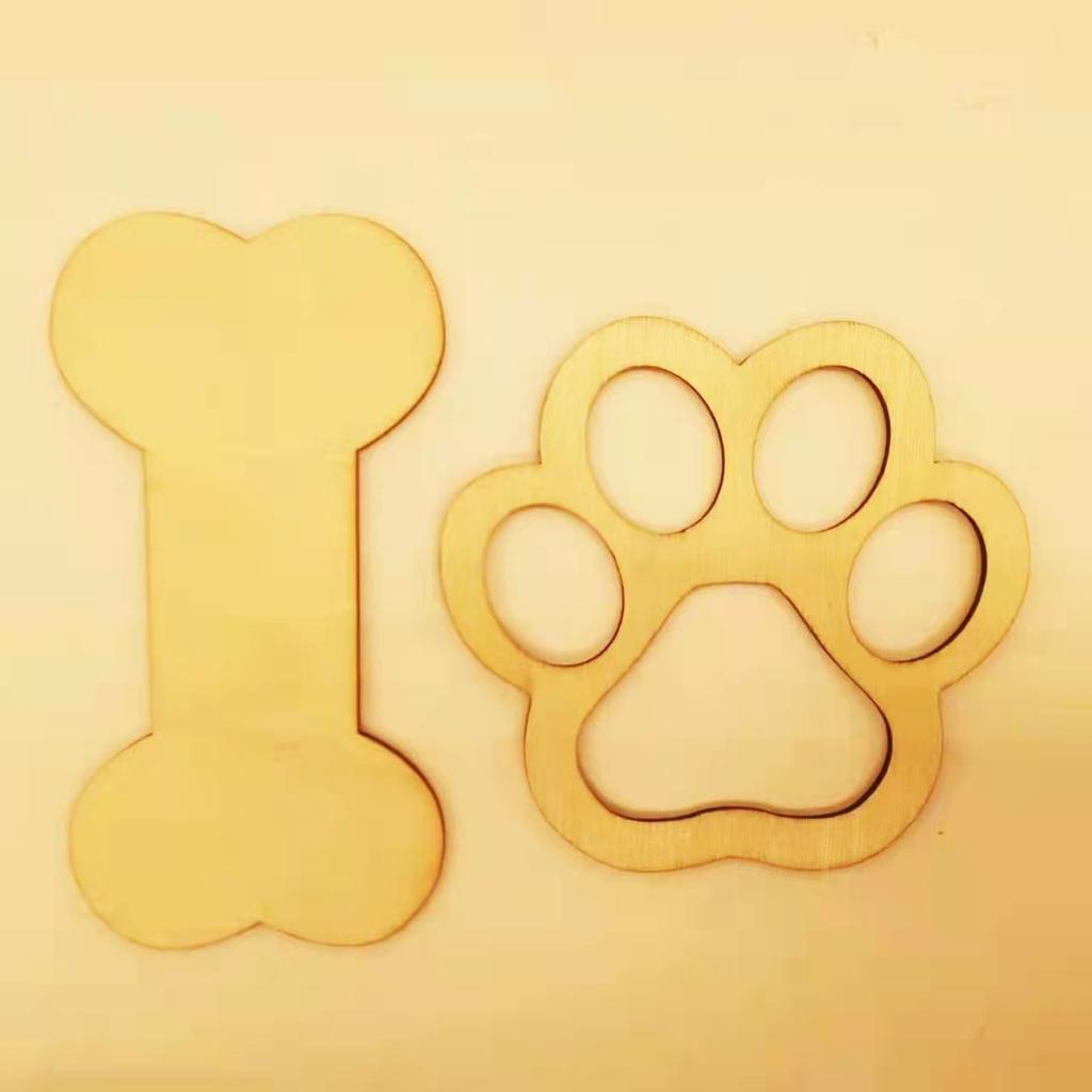 30 PCS Wooden Hollow Dog Bone Wooden Paw Print Crafts DIY Gift Party Decoration Label Painting Handmade