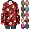 Ladies' Christmas Printed Round Neck Long Sleeved T-shirt Sweatshirt Top