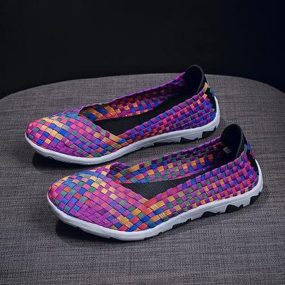 Модная летняя женская обувь ручной работы, плетеная, на мягкой подошве, на плоской подошве, разноцветная, для улицы, модная, для ходьбы, для ленивого повседневного ношения, одинарная обувь, большой размер 42