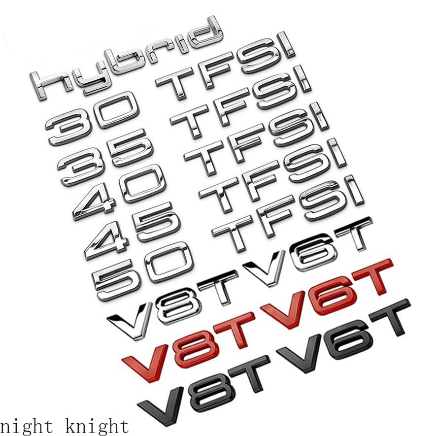 Модифицированные буквы 30, 35, 40, 45, 50 TFSI V6T V8T, смешанная металлическая наклейка на автомобиль, подходит для всех задних знаков автомобиля, наклейки с логотипом