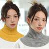 Solid Color Wraps Turtleneck Fake Collar Ribbed Wool Scarf Detachable Knitted Bib  Women