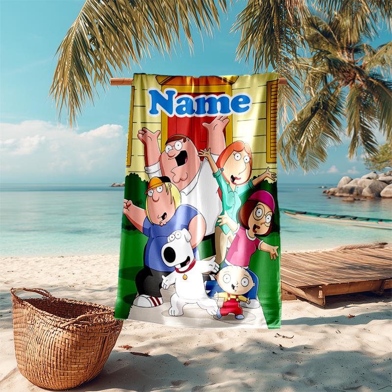 Personalized customized proof beach towel with Family Guy pattern - soft, absorbent, quick-drying, perfect swimming, camping&bathing