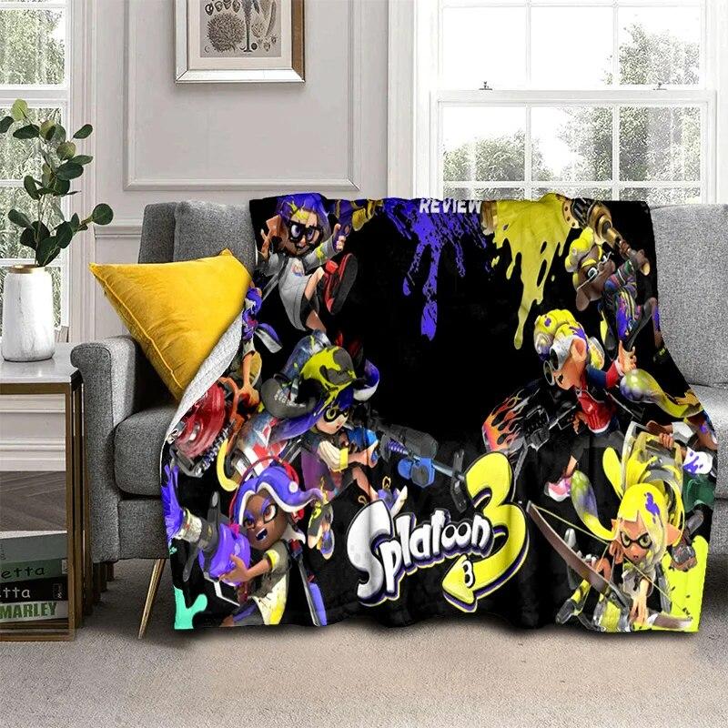 3D Games Splatoon,PC Gamer Cartoon Blanket,Soft Throw Blanket for Home Bedroom Bed Sofa Picnic Travel Office Cover Blanket Kids