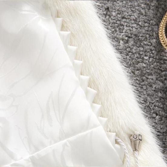 Overcoat Mid-length Hooded Design Faux Fur Women Outwear Coat for Winter