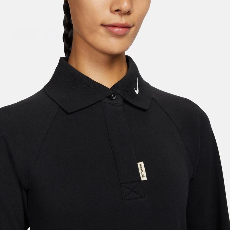 Nike T Shirts Women's Black Lapel Moderate Straight Fit FB8801-010