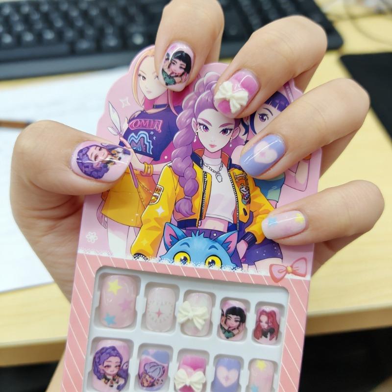 Горячий популярный K-pop охотник на демонов детский женский изысканный многоразовый носимый наклейка для ногтей игрушка Подарки отлично подходит для повседневного использования
