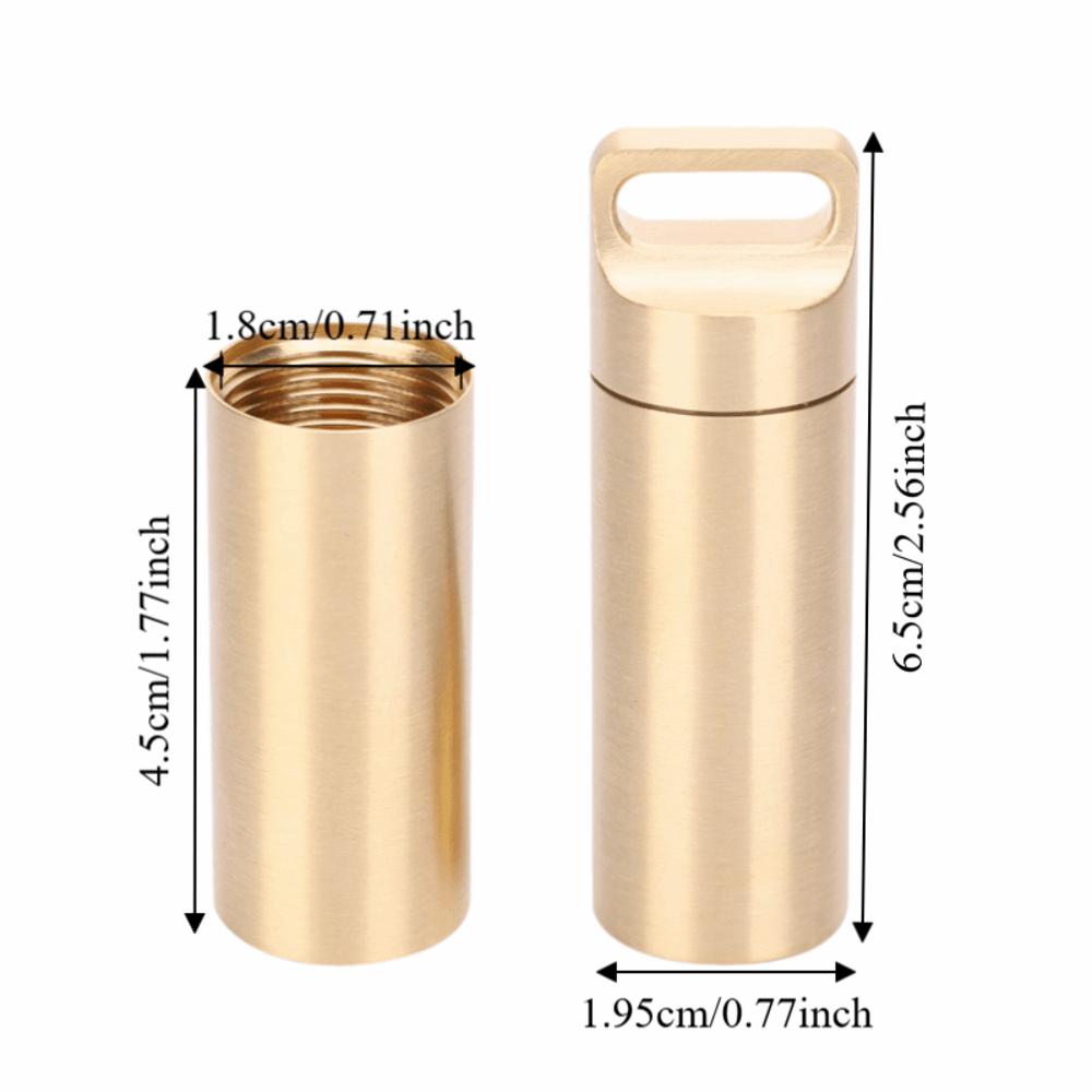 Brass Tablet Container Waterproof Pill Container Durable Capsule Box Holder Outdoor Travel