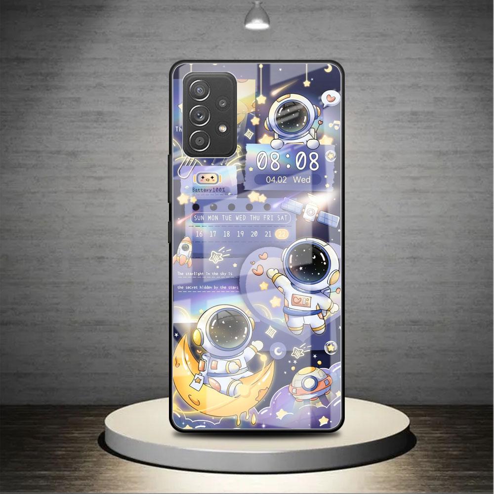 Стеклянный чехол для Samsung Galaxy A52 A71 A50 A51 A70 A21s A31 A72 A10 A12 A30 A22 5G, чехол для телефона с рисунком астронавта