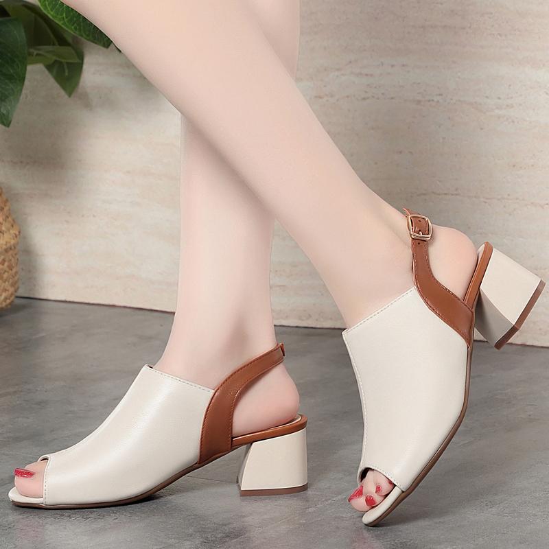 Женские сандалии летние женские сандалии Fish Mouth из натуральной кожи формальные римские сандалии для женщин