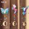 Colorful Purple Gold Crystal Pendant Garden Suncatcher Wind Chimes Crystal Chain Rainbow Prism for Home Window Party Decoration