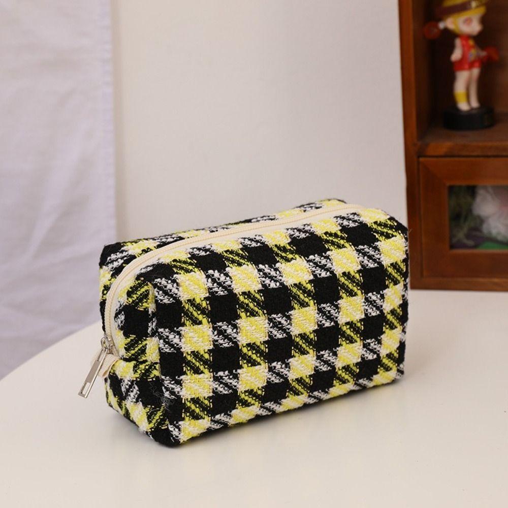 Fashion Canvas Makeup Lip Gloss Bag Cute Girl Cosmetic Bag Makeup Handbag Portable Scottish Travel Stationery Pencil Bag