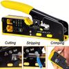 1pc Ratcheting Modular Data Cable Crimper / Wire Stripper / Wire Cutter for RJ11/RJ12 Standard, RJ45 Pass-Thru Connectors