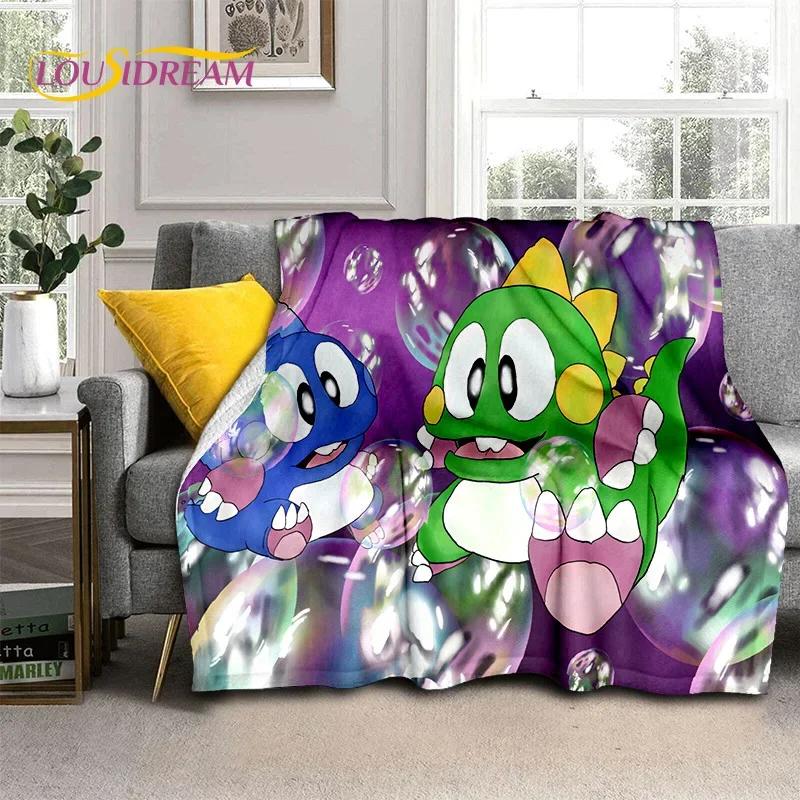 Мультяшный Bubble Bobble Puzzle Bobble Retro Game Мягкое фланелевое одеяло для кроватей, спальни, дивана, пикника, плед для отдыха на открытом воздухе