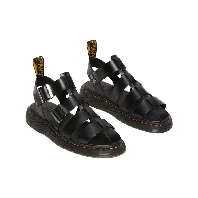 Dr. Martens Leather Soft Comfortable Hollow Out Roman Sandals Unisex Sandals Black 30766001