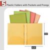 Mr. Pen- Plastic Folders with Pockets and Prong, 5 Pack, Assorted Colors, Pocket Folders, Folders with Prongs, File Folders with Fasteners, 2 Pocket