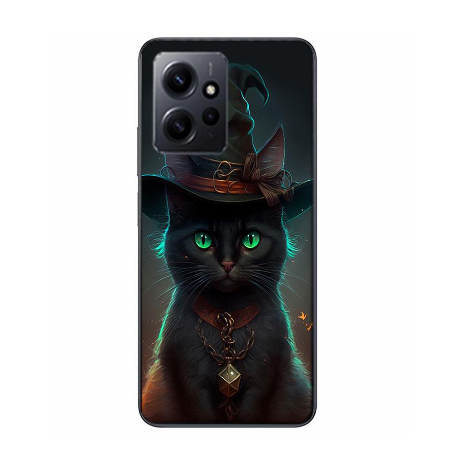 Магический кошачий чехол на Хэллоуин для Redmi 12 13C 12C 15C 9 10 10C Note 13 Pro Plus 14 15 Pro 9T 9C 9A ТПУ Мягкий чехол Прозрачный Cell C