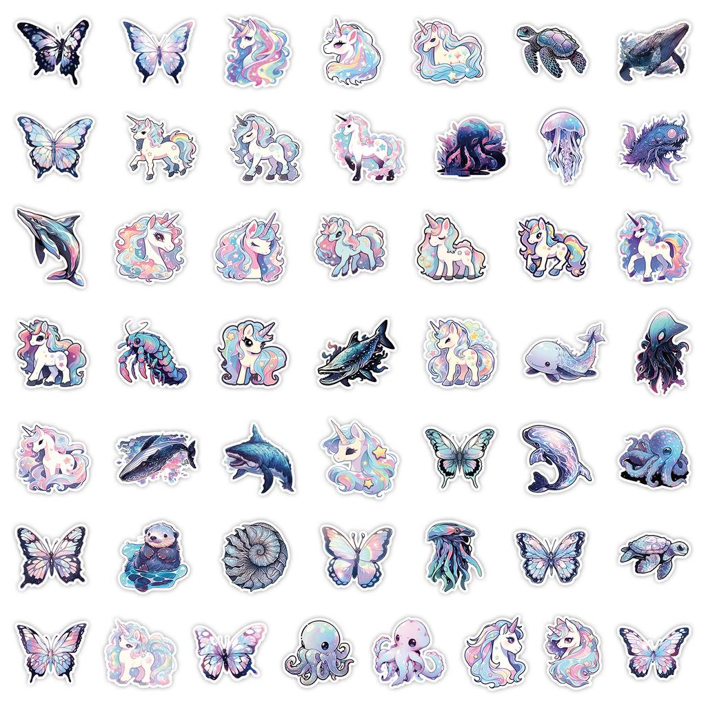 50 Unicorn Problem Holographic Stickers Car Skateboard Luggage Decoration Stickers Waterproof Creative Stationery Stickers