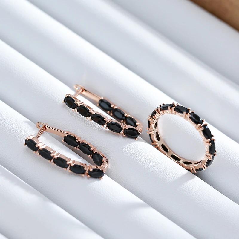 Gothic Style Full Black Zircon Fashion Women Rings Light Luxury Party Daily Jewelry