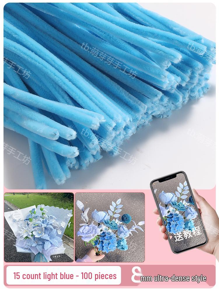 Thickened White Chenille Pipe Cleaners - Mixed Colors for DIY Bouquet Crafts