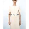 Spring and Summer New Women's Clothing Minimalist Style Decorated Row Button with Belt Short Sleeve Round Neck Midi Skirt Dress 9598058