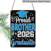 2D Flat, 1pc "Proud Brother of A 2026 Graduate" Aluminium Sign - 8"x12" Blue Glitter Graduation Decor, Grad Cap Wall Art, Perfect for 2026 Graduation